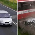 Voz uništio automobil na šinama: Uznemirujući snimak nesreće, policija u šoku zbog vozača (Video)
