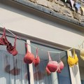 Englesko selo ukrašeno donjim vešom i brushalterima