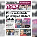 „Nova“ piše: „Poziv na blokade po Srbiji od sledeće subote“