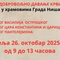 Versko Dobrotvorno Starateljstvo Eparhije niške organizuje akciju dobrovoljnog davanja krvi u hramovima Niša