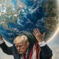 (Фото) Трамп објавио нову АИ слику: Носи целу Земљу на леђима, а огрнуо се америчком заставом