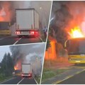Planuo kao šibica! Pogledajte trenutak kada je vatrena stihija progutala autobus kod Bjelovara (video)