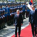 Svečani doček ispred Palate Srbija: Vučić sa predsednikom Uzbekistana Šavkatom Mirzijojevim