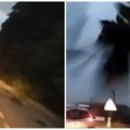 Jeziv snimak sa beogradskog druma Vetar oborio drvo pravo na auto, čuo se udarac pa vrisak (video)