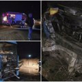 (Foto, video) „Audi“ potpuno smrskan! Prve slike s mesta jezive nesreće kod Novog Pazara. Jedna osoba zadobila teške povrede…