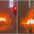 Četiri automobila izgorela. Požar na parkingu u novosadskoj Birčaninovoj ulici najverovatnije podmetnut (video)