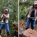 Ćerka Jovana Memedovića u farmerkama cepa drva! Maša pokazala kako se sprema za zimu: "u punom zamahu..."