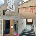 Jezive poruke osvanule u centru Čačka; Prete smrću Vučiću; Razbijena i vrata prostorija SNS (Foto)