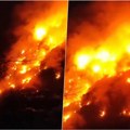 Veliki požar u Brusu Gori deponija, plamen prekrio brdo, preti da se proširi (video)