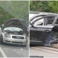 Skupoceni auto zajahao bankinu Šestok sudar čak tri audija i golfa kod Gornjeg Milanovca saobraćaj otežan (foto)