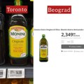 Maslinovo ulje u Beogradu gotovo duplo skuplje nego u Torontu