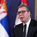Vučić na meču Srbija-Bugarska u Leskovcu sa Aleksandrom Čeferinom
