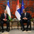 Vučić dočekao predsednika Uzbekistana ispred Palate Srbija