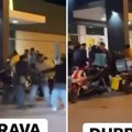 Sevaju pesnice, lete kacige, padaju motori: Pogledajte masovnu tuču dostavljača hrane kod restorana u Dubravi