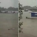 Snažan vetar daje "gas" splavu u Sremskoj Mitrovici! Stravičan snimak tokom oluje, Sava nosi restoran i čamce (video)