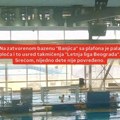 Pala ploča sa plafona na Banjici tokom Lige Beograda u plivanju