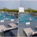 Stravična scena zemljotresa na Tajvanu! Voda u bazenu se ljulja kao u čaši, čovek ne zna šta da radi (video)