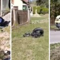 Jeziva slika iz Petrovca: Motor se posle sudara prepolovio, olupina završila u dvorištu kuće