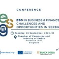 Konferencija "ESG in Business and Finance: Challenges and Opportunities in Serbia" 26. septembra u Beogradu