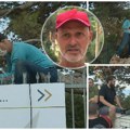 Dubrovački profesor, na opšte oduševljenje, doneo testeru, popeo se na ogradu kraj plaže i onda je krenuo u akciju VIDEO