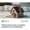 Produžen rok za podnošenje prijava za upis prava na nepokretnosti do 9. februara