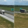 (Video) Dramatična situacija kod Stare Pazove: Curi gas iz boce sa kamionske prikolice, saobraćaj na auto-putu u prekidu
