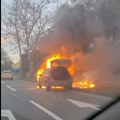 Vatrena stihija guta vozilo: Dramatična scena na Batajničkom drumu, auto nestaje u plamenu (video)