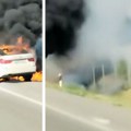 Izgoreo automobil na putu ka Preševu: Vatra se proširila i na travu