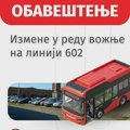 Izmene u redu vožnje na liniji 602