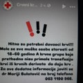 Hitno potrebna krv A krvne grupe!