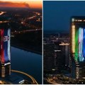 Kula Beograd u bojama zastava Srbije i Uzbekistana (video)