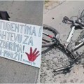 (VIDEO) Građani: Vozač pregazio bicikl i umalo čoveka u Mramorku tokom blokade
