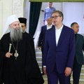 (Foto) "Na Vidovdan se sve jasno vidi": Vučić u Hramu Svetog Save prisustvovao potpisivanju ugovora o završetku radova
