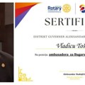 Vladica Tošić imenovan za Rotary ambasadora za Bugarsku