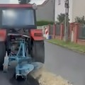 (Video) Traktorom preorao tek asfaltiran put! Poljoprivrednik uhapšen, šteta gotovo 100.000 evra