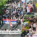 (BLOG) Studentski skup na Slaviji: Okupljanja na četiri lokacije, postavljeni štandovi - dele se bedževi i štampaju majice