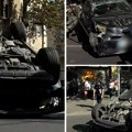 Snimak prevrtanja u Bulevaru: "Tojota" se sudarila s "audijem" i završila "naopačke"