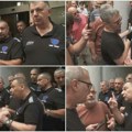 Tenzije ispred PKS: Pripadnik Soko obezbeđenja gura Ćutu i sprečava građane da prisustvuju raspravi o mineralima