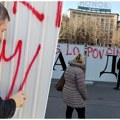 (VIDEO) Jovanović Ćuta u centru Beograda ispisao grafite protiv SNS i Rio Tinta
