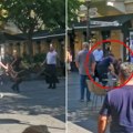 Prvi snimak napada u Knez Mihailovoj! Vitlao nožem, policajac izvukao pištolj, a napadač odmah završio na zemlji (video)