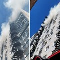 Prve slike požara u zgradi na devetom spratu u Gandijevoj ulici: 30 vatrogasaca, jedna žena evakuisana