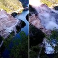 Neverovatan snimak odrona kod Mostara: Zamalo katastrofa u kamenolomu, automobili završili u jezeru