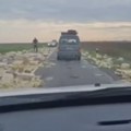 (Video) Flaše ulja svuda po putu Haos kod Idvora- Ispala roba iz kamiona, stvaraju se kolone