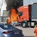 Drama kod aerodroma „Nikola Tesla“: Zapalio se automobil na pumpi VIDEO