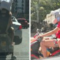 Urnebesan prizor iz Novog Sada: Mladić i devojka voze se na motoru, a evo šta im glavu čuva