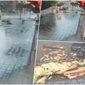 (Dramatičan snimak) pogledajte trenutak obrušavanja delova zgrade tokom oluje! Samo pukom srećom izbegnuta tragedija! Krov…