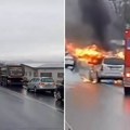 Gori auto nasred puta u Požegi: Vatrogasci se bore sa vatrenom stihijom (Video)