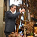 Vučić jutros uneo badnjak u Predsedništvo i čestitao praznik pravoslavnim vernicima FOTO