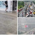 Pljusak izazvao haos u saobraćaju: Kilometarske kolone u Beogradu, potoci teku ulicama (video)