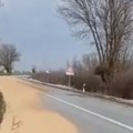 (Video) Nesvakidašnja situacija kod Vršca: Po celom putu prosuto žito, sumnja se da je ispalo iz kamiona